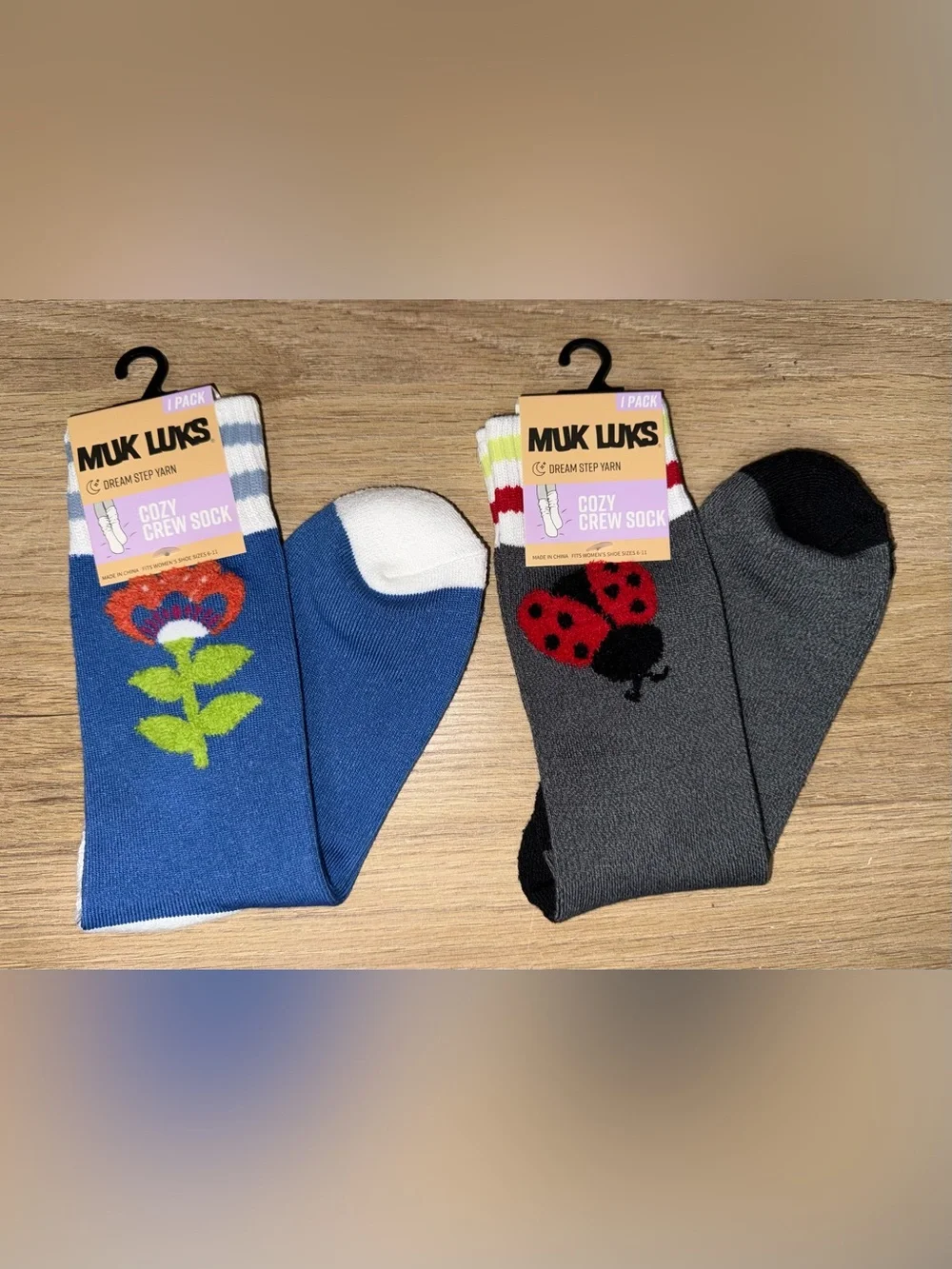 NEW MUK LUKS SET OF 2 Cozy Crew Socks. Size 6-11.